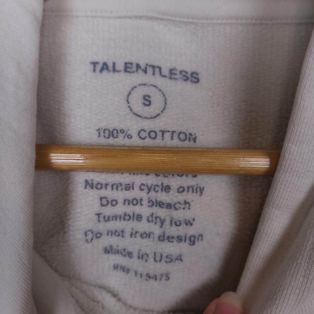 Talentless Mens Spellout Graphic Hoodie Sz Small Streetwear White Black Pullover - Picture 3 of 10